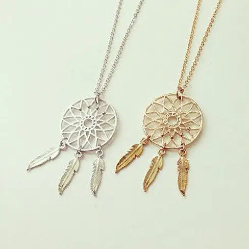 Buy silver Dream Catcher Necklace in Gold Plating