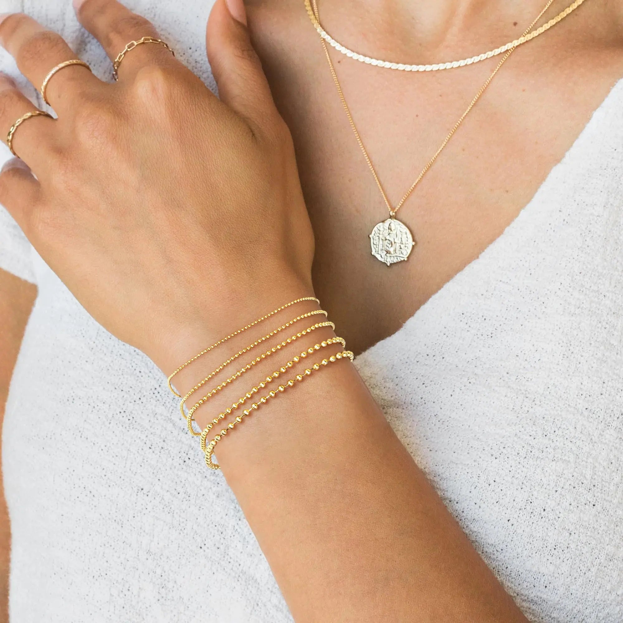 Gold Dainty Bracelet Set for Women