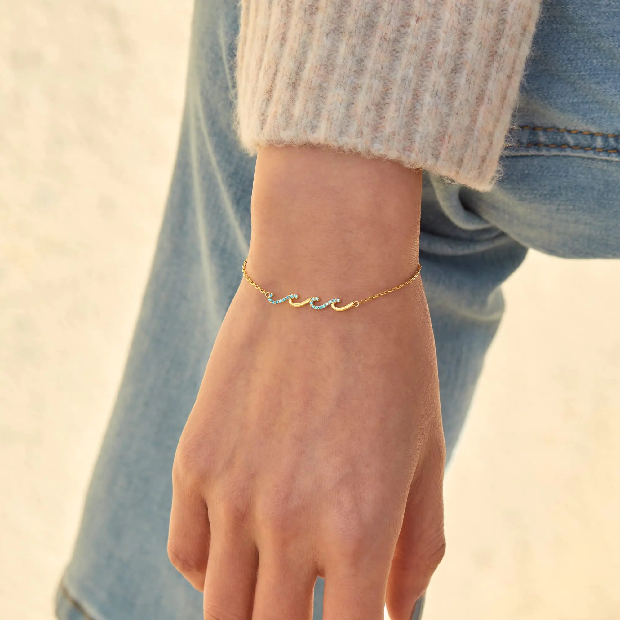 18k Gold Plated Wave Bracelets for Women