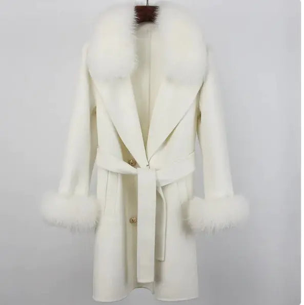 Buy white Woolen Long Overcoat