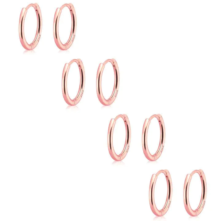 Buy rose-gold Small Gold Huggie Hoop Earrings Set for Women 14K Real Gold Plated Hypoallergenic Lightweight Earrings for Sensitive Ears Everyday Earrings Sets for Multiple Piercing Cartilage Hoop Earrings Stack Jewelry 12mm/12mm/12mm/12mm Rose Gold