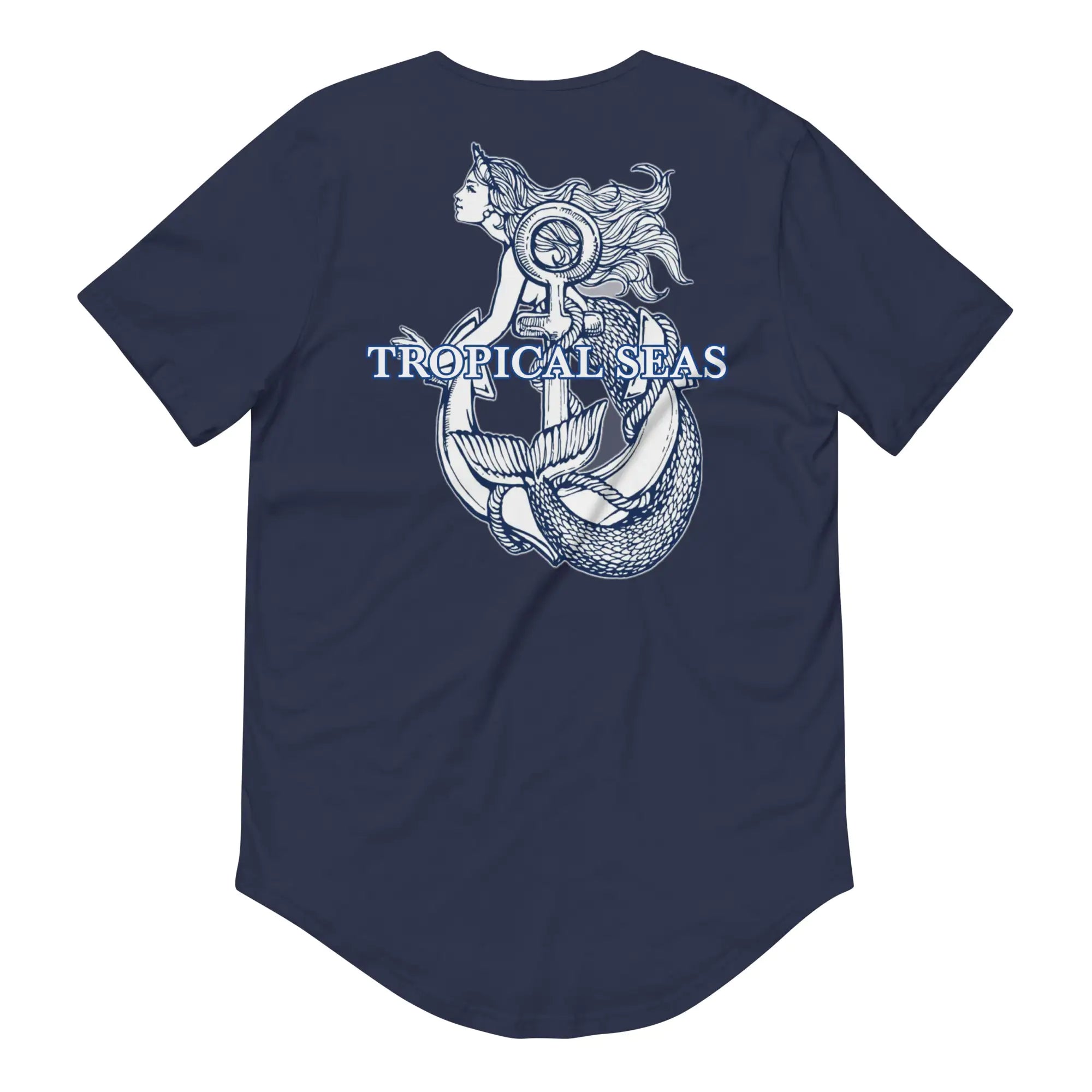 Men's Curved Hem Ancient Mermaid Anchor T-Shirt - 0