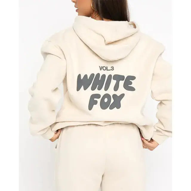 Buy beige-h White Fox Style Hoodies