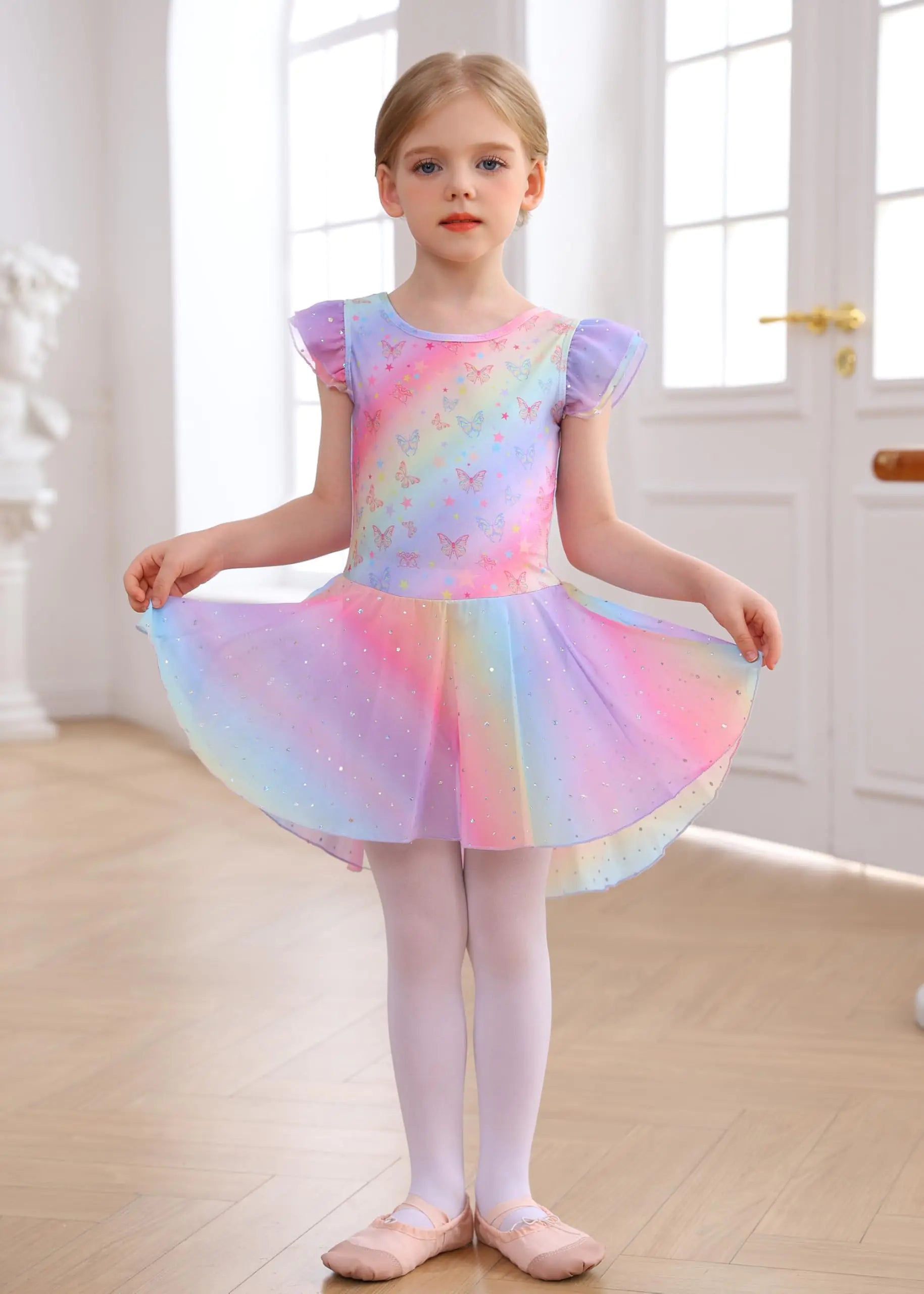 Ballet Leotard with Skirt Rainbow Butterfly - 0