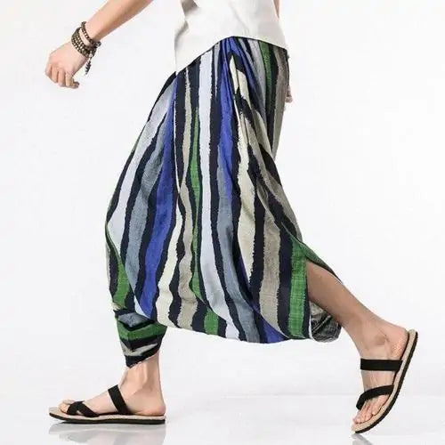 Buy multi-green Oversized Men Casual Loose Cross Pants