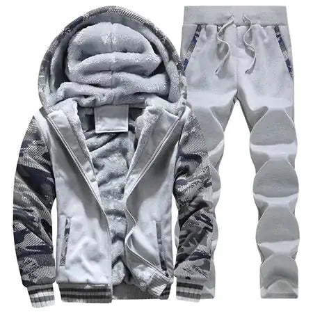 Buy grey-d76 Winter Inner Fleece Hoodies Men