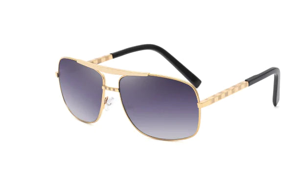 Buy gold-double-gray Classic Square Sunglasses