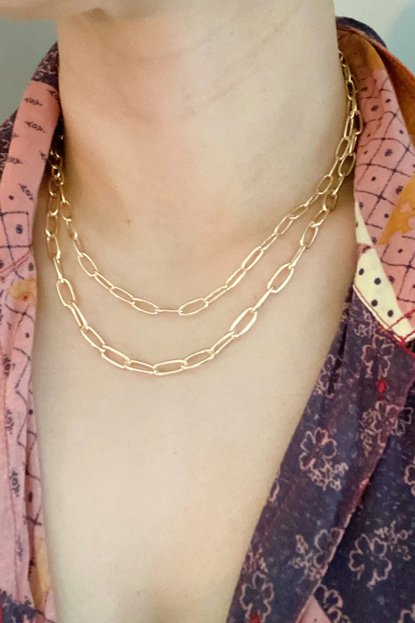 Double The Gold Chain Link Necklace - 0