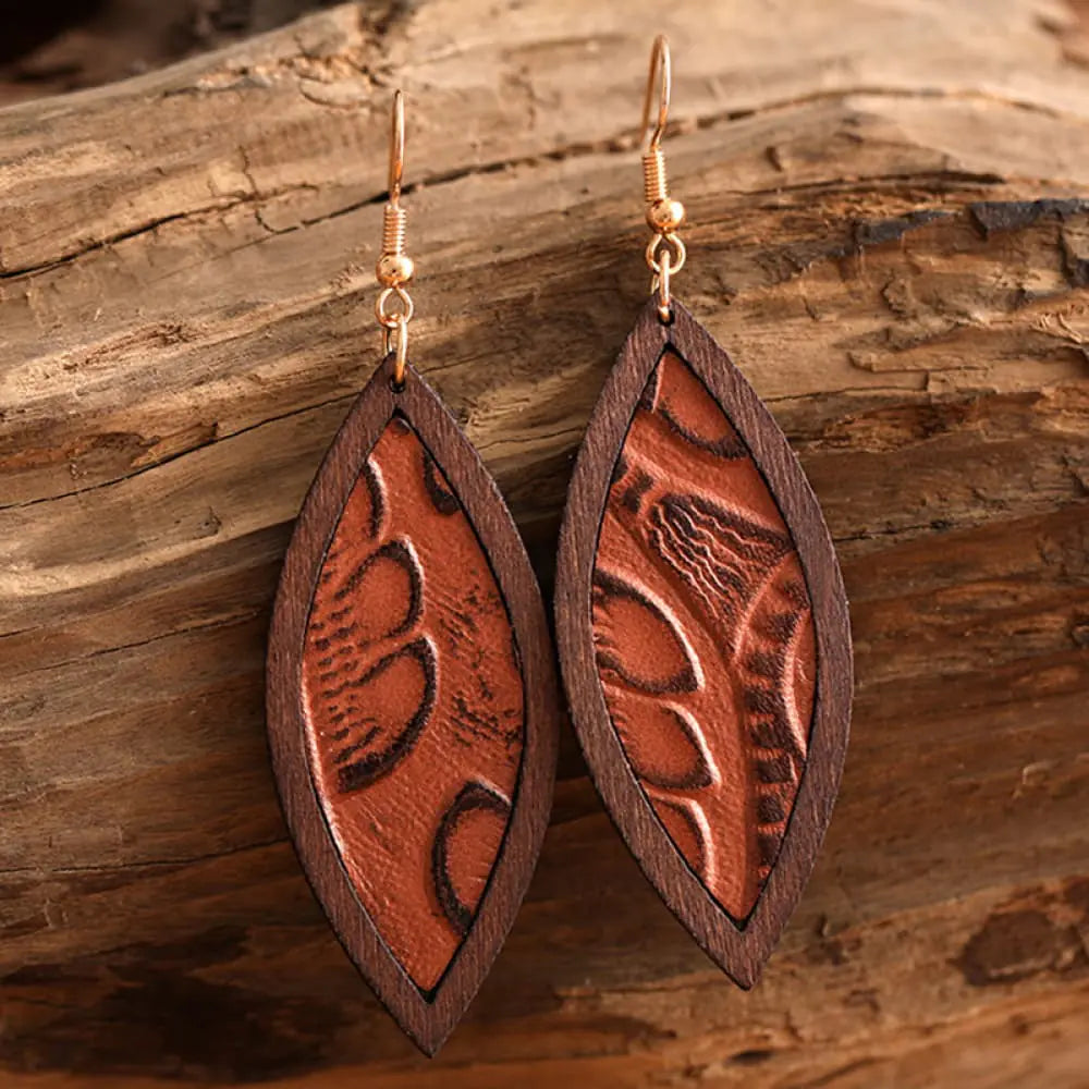 Buy style-f Geometrical Shape Wooden Dangle Earrings