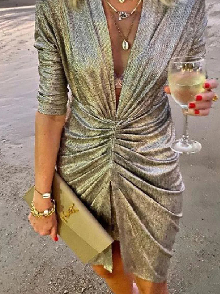 Buy 01-gold Casual Solid Bodycon Dresses