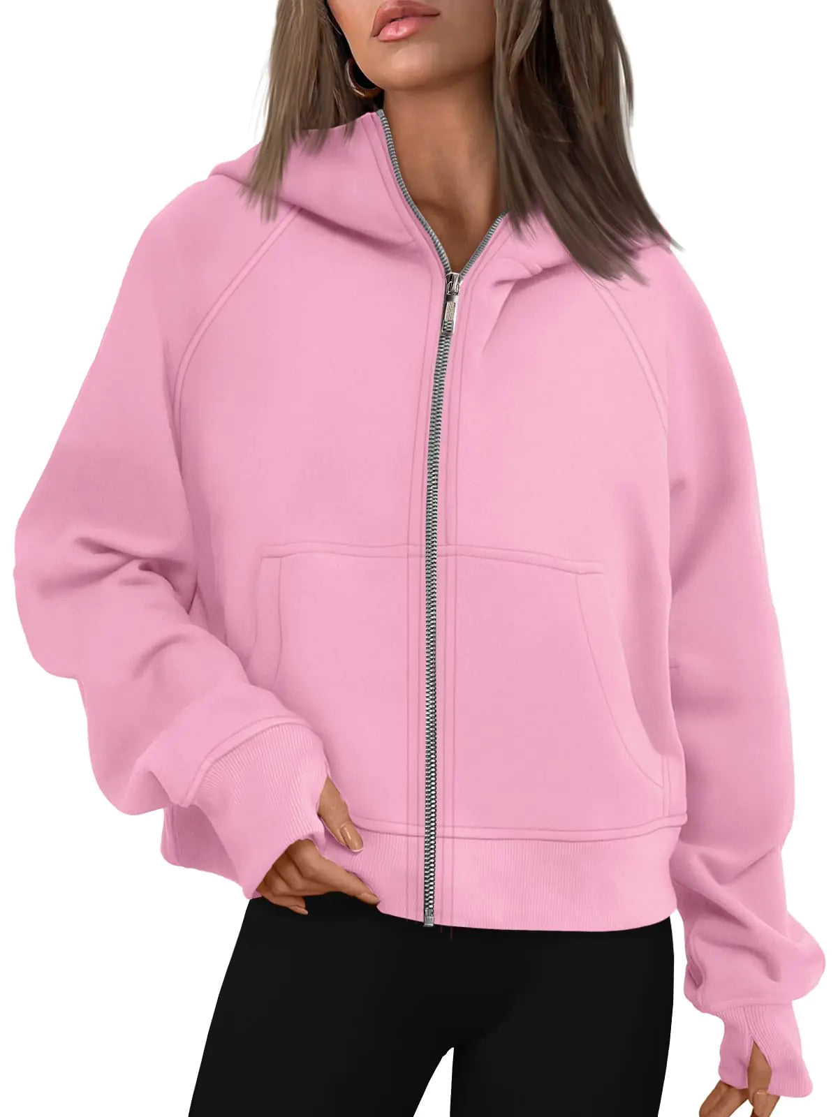 AUTOMET Women’s Oversized Fleece Zip-Up Hoodie