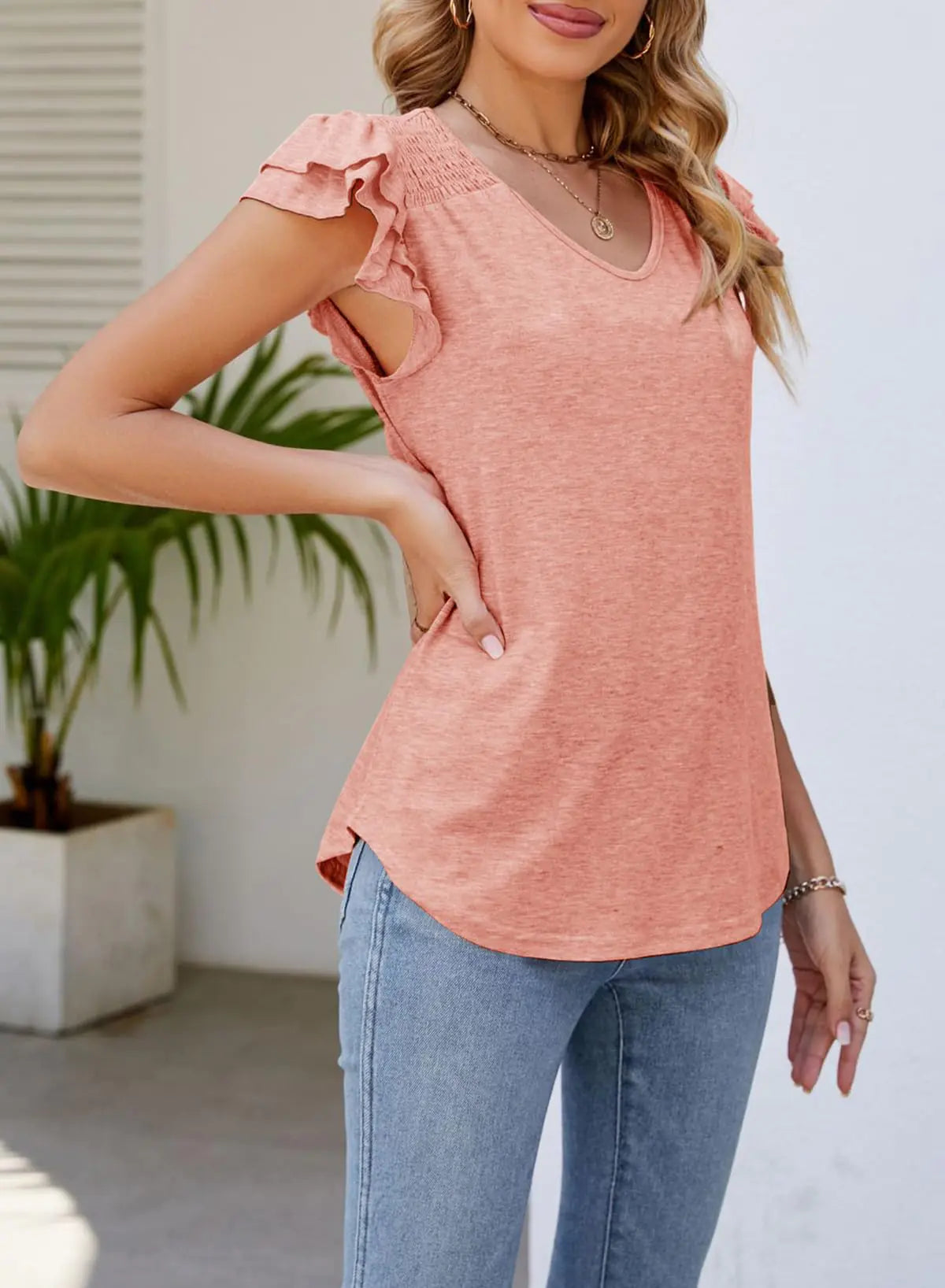 Women's Ruffle Short Sleeve Top - 0