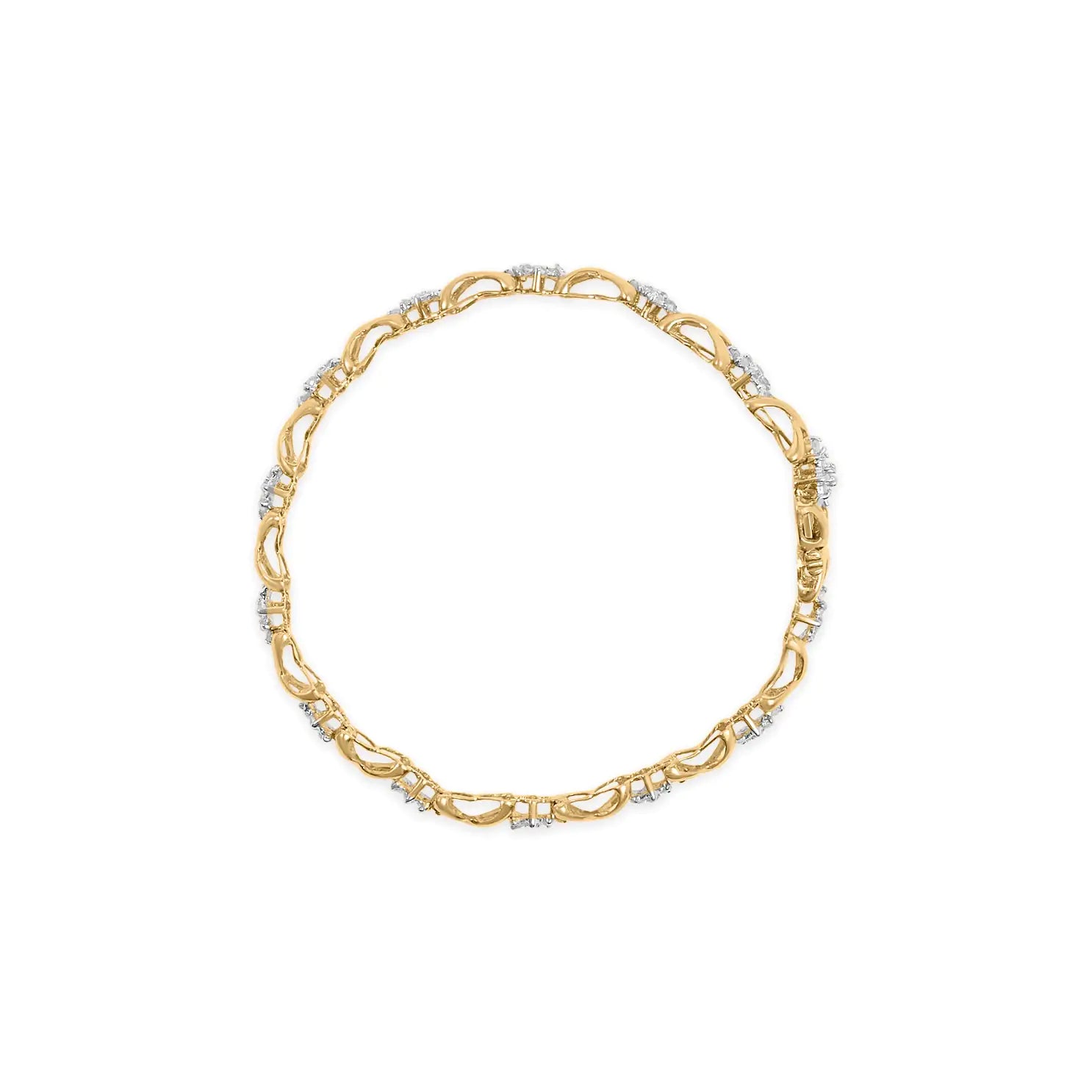 10k Yellow Gold Plated .925 Sterling Silver 2.00 Cttw Round-Cut Diamond Link 7" Bracelet (H-I Color, I2-I3 Clarity) - 0