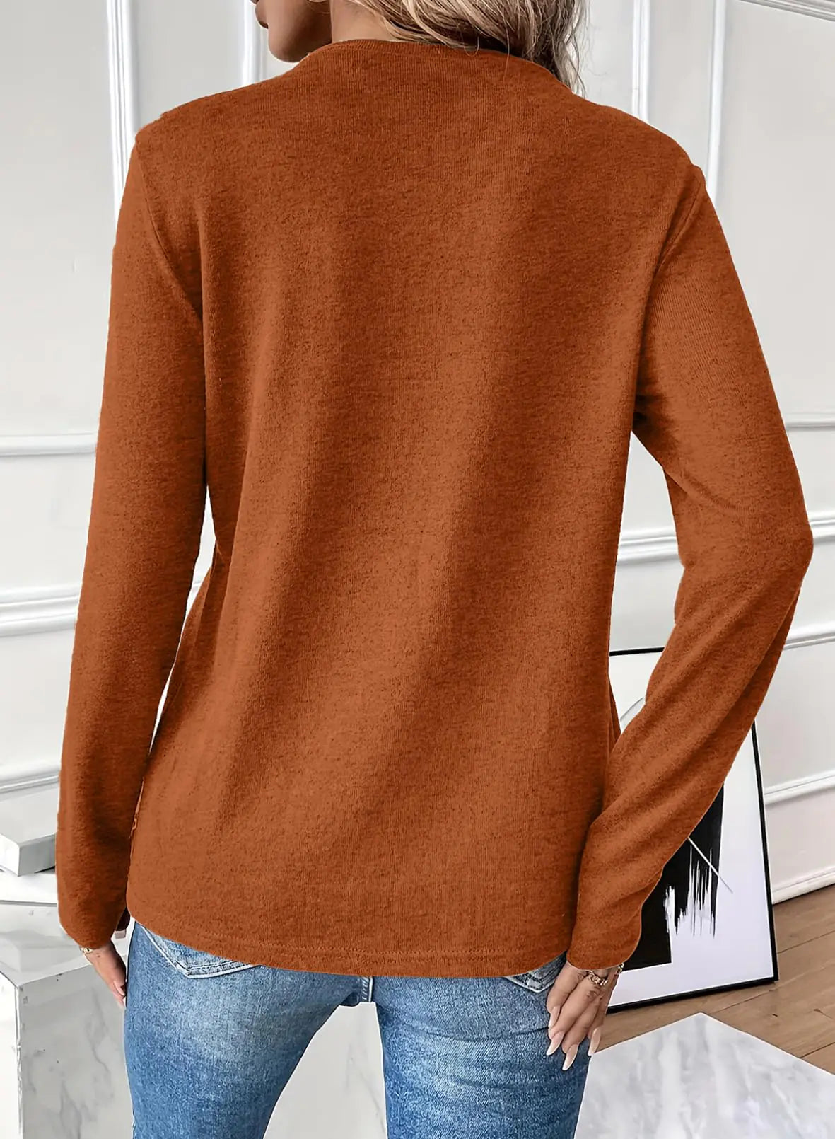 Trendy Orange Long Sleeve Top - 0