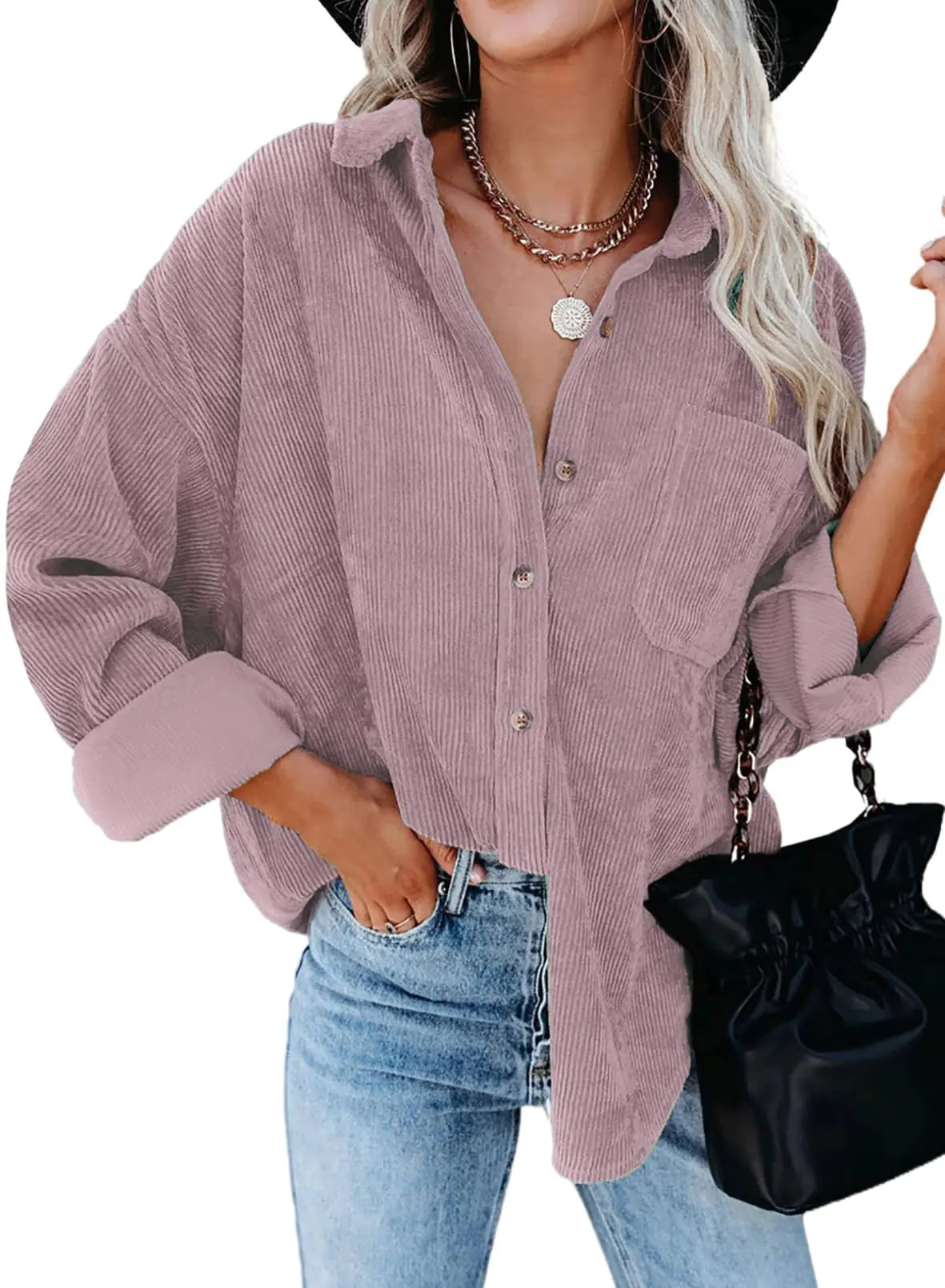 Women’s Stylish Light Purple Corduroy Shirt