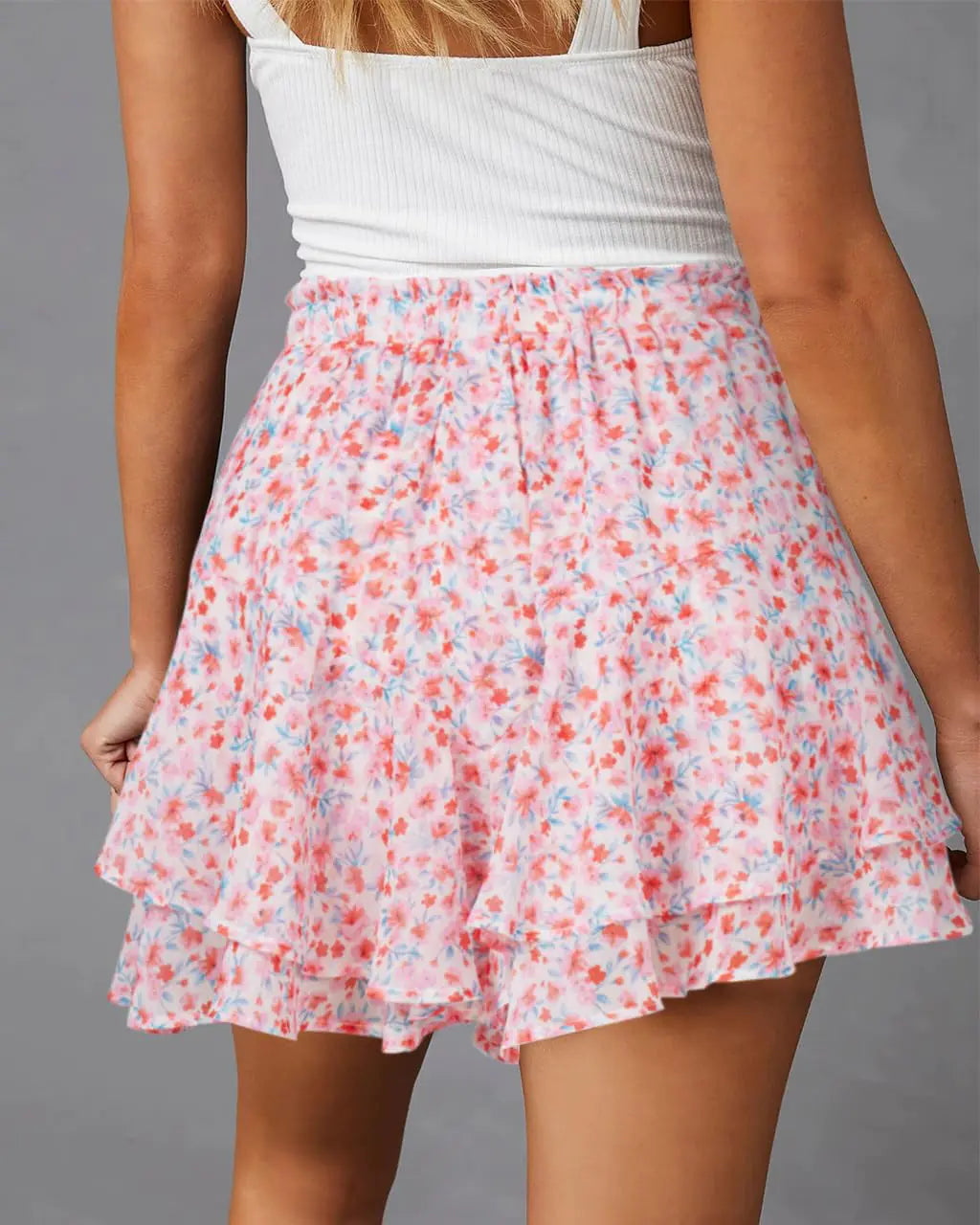 Women’s Boho Floral Ruffle Skorts Shorts - 0