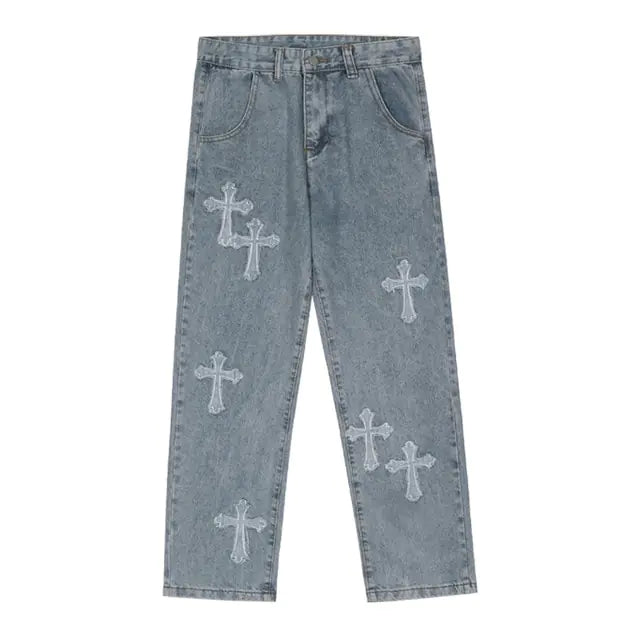 Buy blue Men Streetwear Baggy Jeans