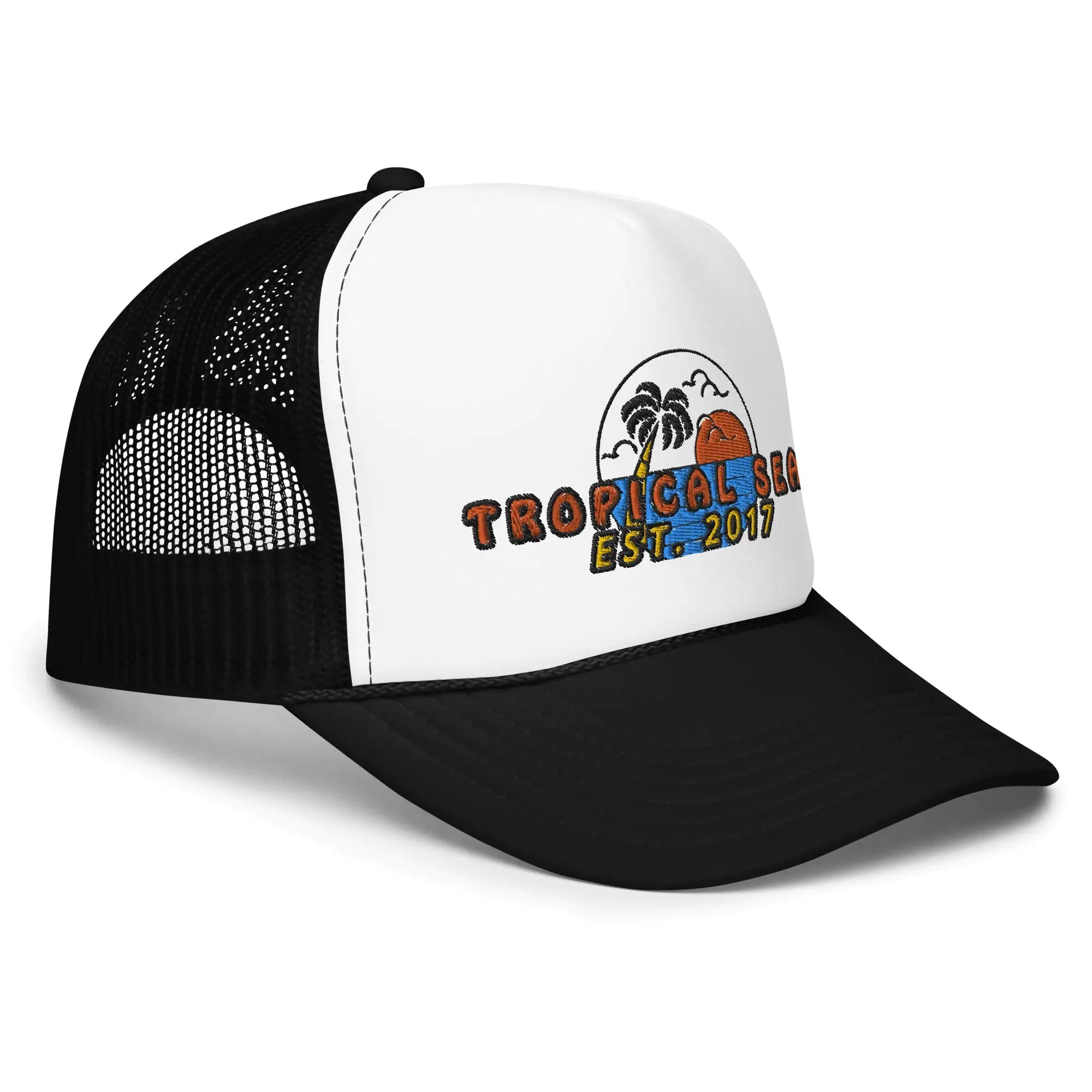 Palm Paradise Foam Trucker Hat Design