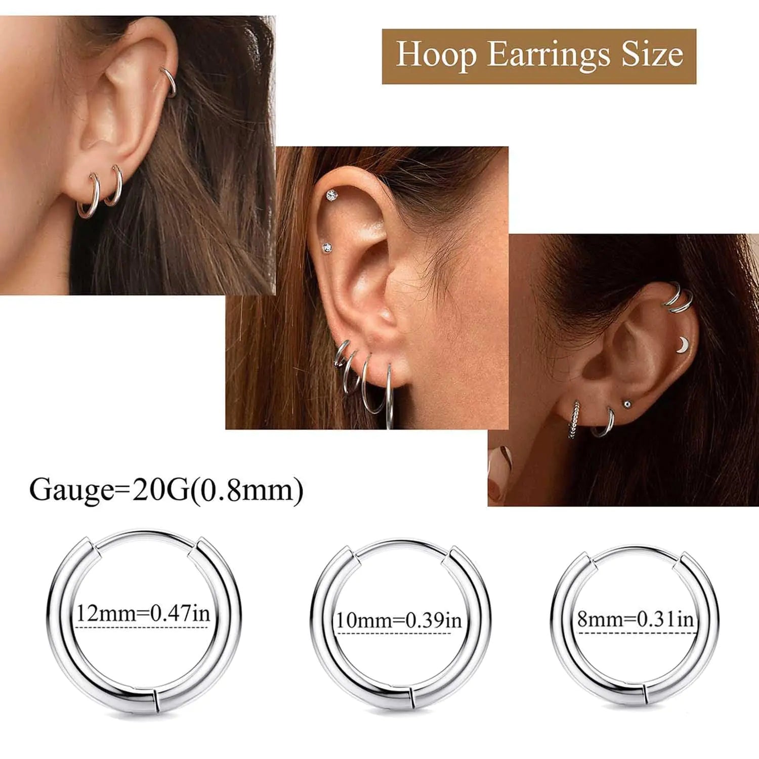 Jstyle Surgical Steel Earrings for Sensitive Ears Hypoallergenic 20G Stainless Steel Stud Hoop Earrings for Women Men Small Opal Ball CZ Surgical Steel Flat Back Earrings Cartilage Earrings Hoop Stud Silver