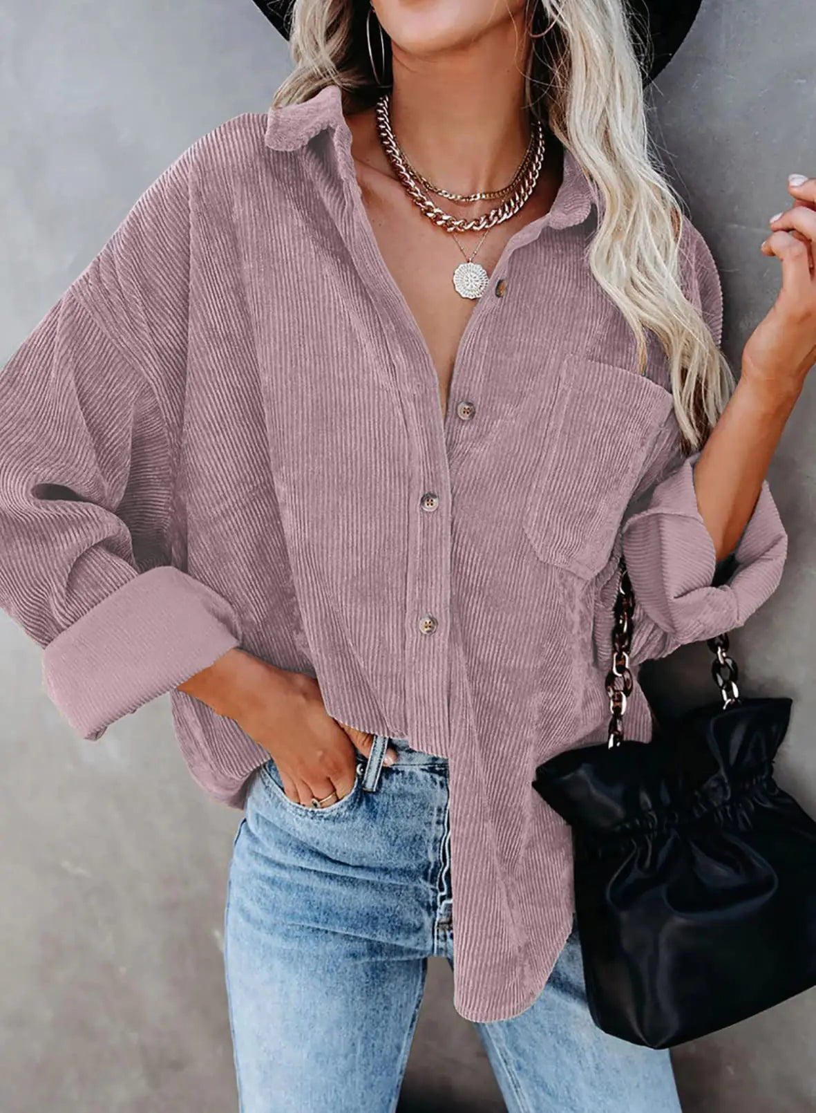 Women’s Stylish Light Purple Corduroy Shirt