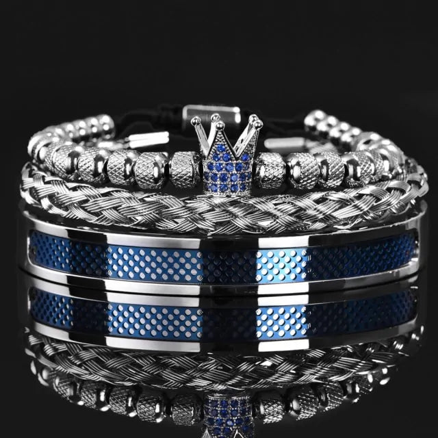 Buy blue-crown-set Handmade Men Crown Bracelets