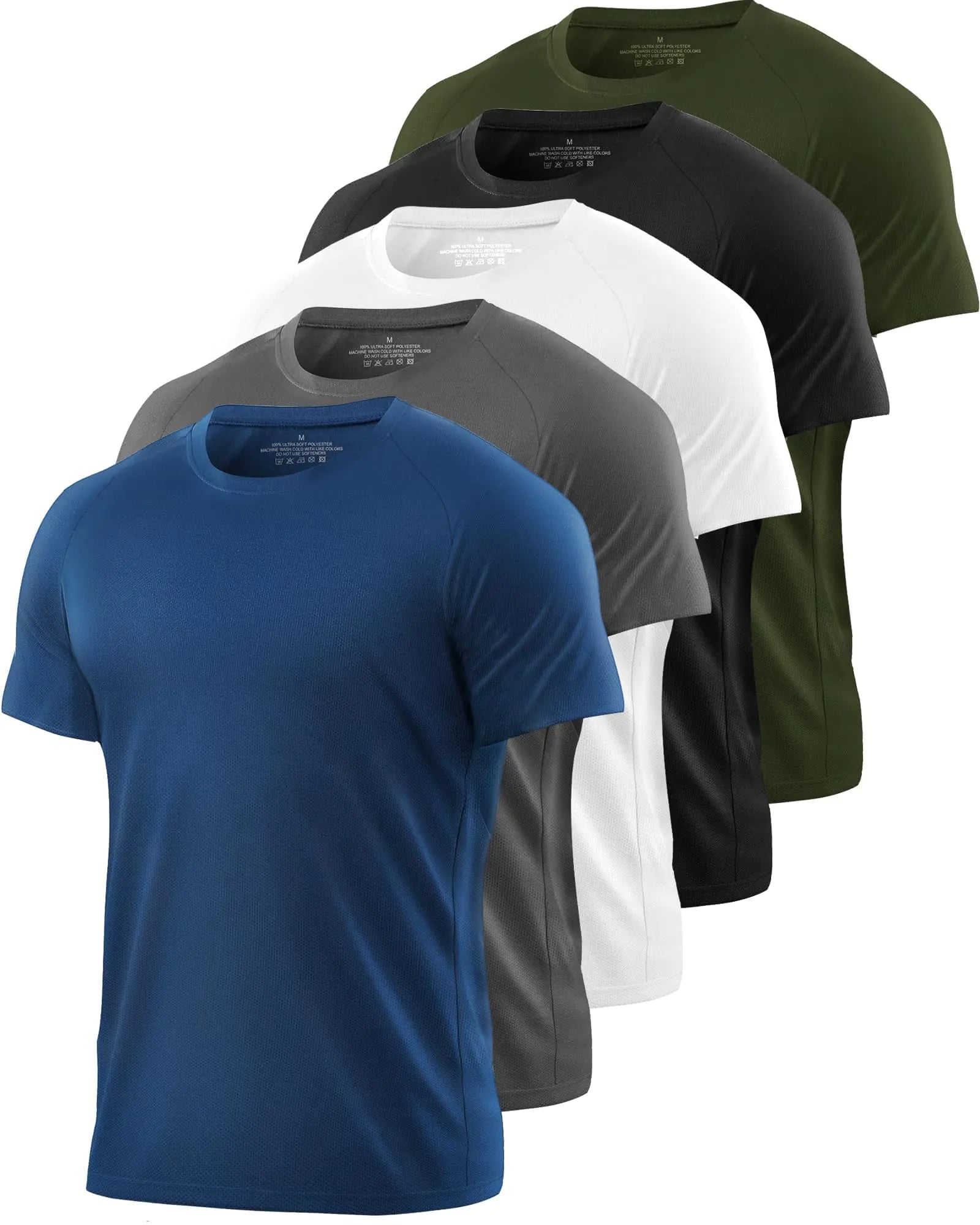 Buy 1-black-1-gray-1-white-1-blue-1-green Men&#39;s Dry Fit Workout Shirts