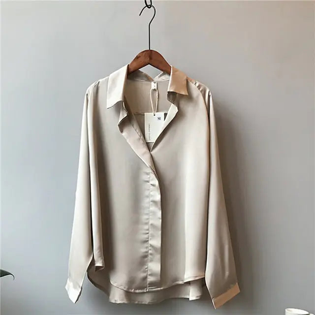 Buy champagne Silk Chic V-Neck Blouse