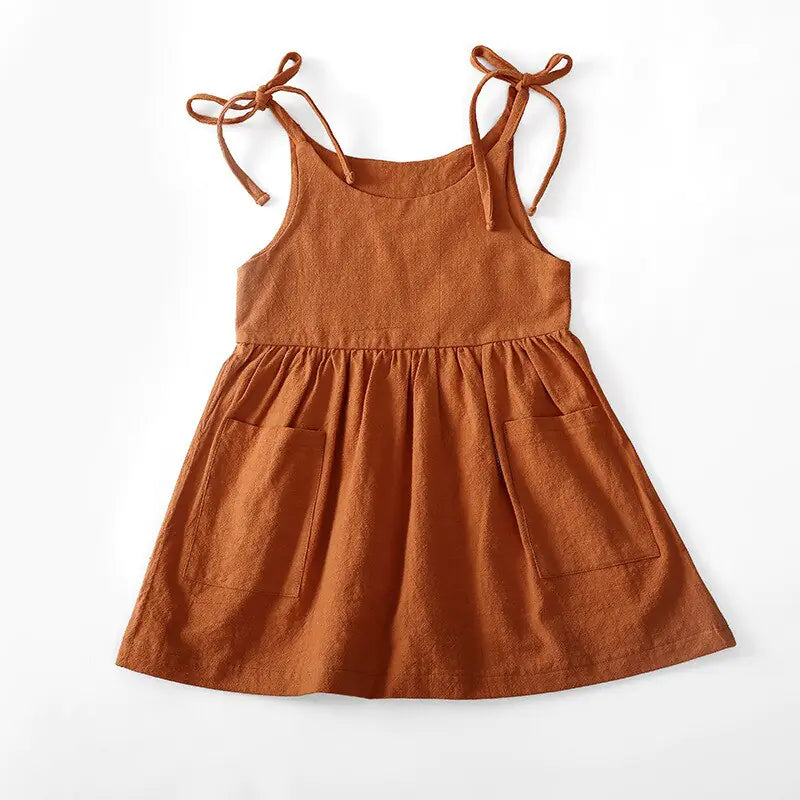 Buy brick-red Sleeveless Cotton Toddler Dress