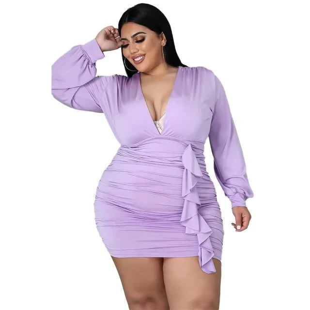 Buy purple Women Autumn Plus Size Dresses