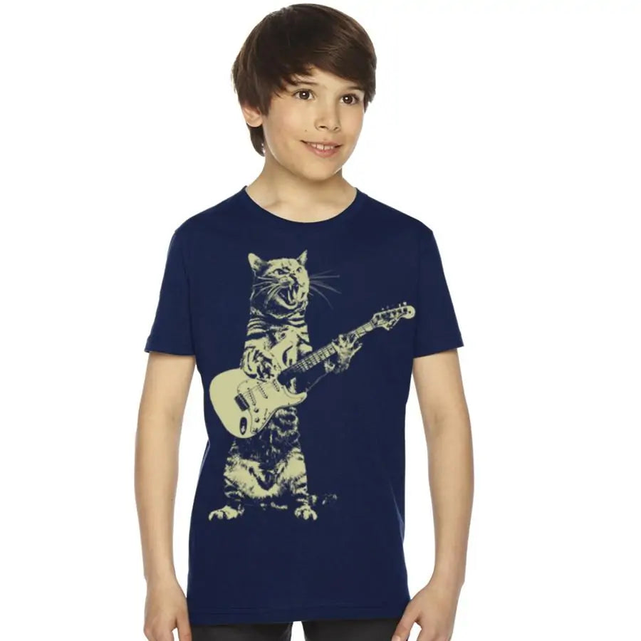 Kids Cat Playing Guitar T-Shirt - 0