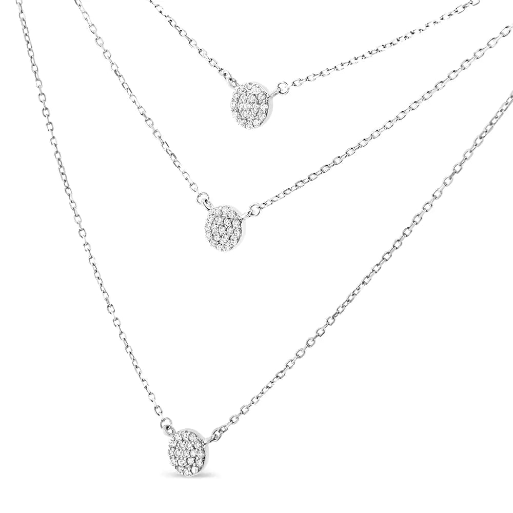 Sterling Silver Diamond Medallion Necklace, 1/2 Cttw, Multi-Strand, 18 - 0