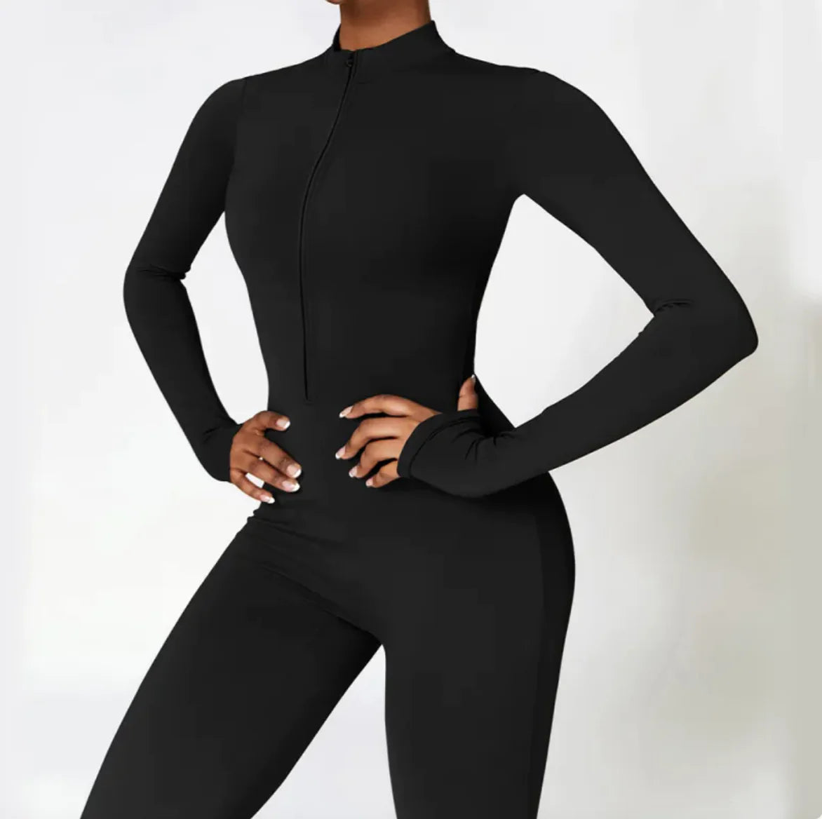 Buy premium-black Women&#39;s Warm Zipper Yoga Jumpsuit