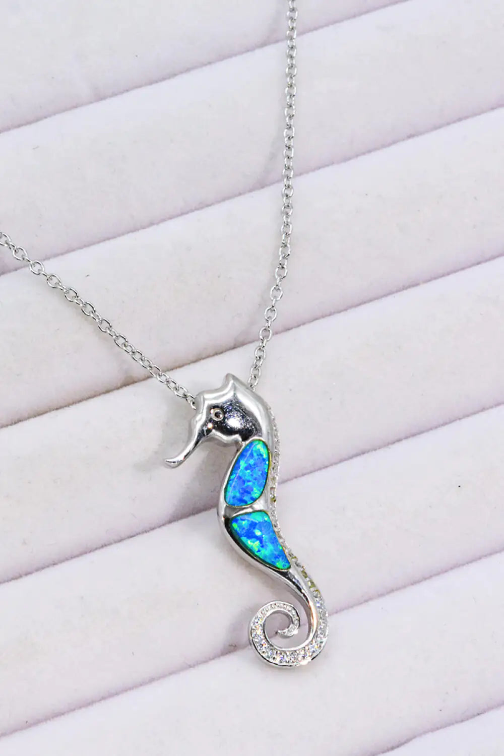 Opal Seahorse 925 Sterling Silver Necklace