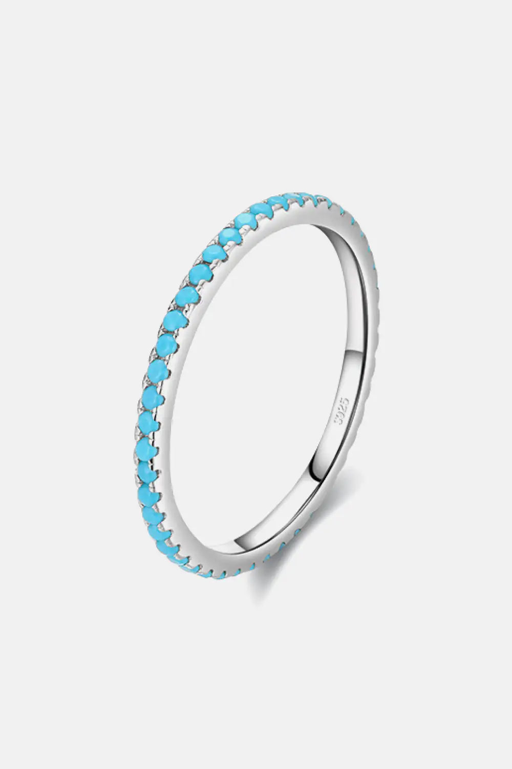 925 Sterling Silver Artificial Turquoise Ring - 0