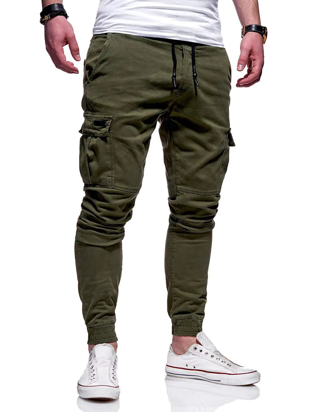 Buy green Men Autumn Thin Cotton Casual Pants