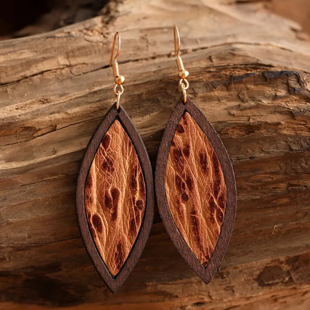 Buy style-g Geometrical Shape Wooden Dangle Earrings