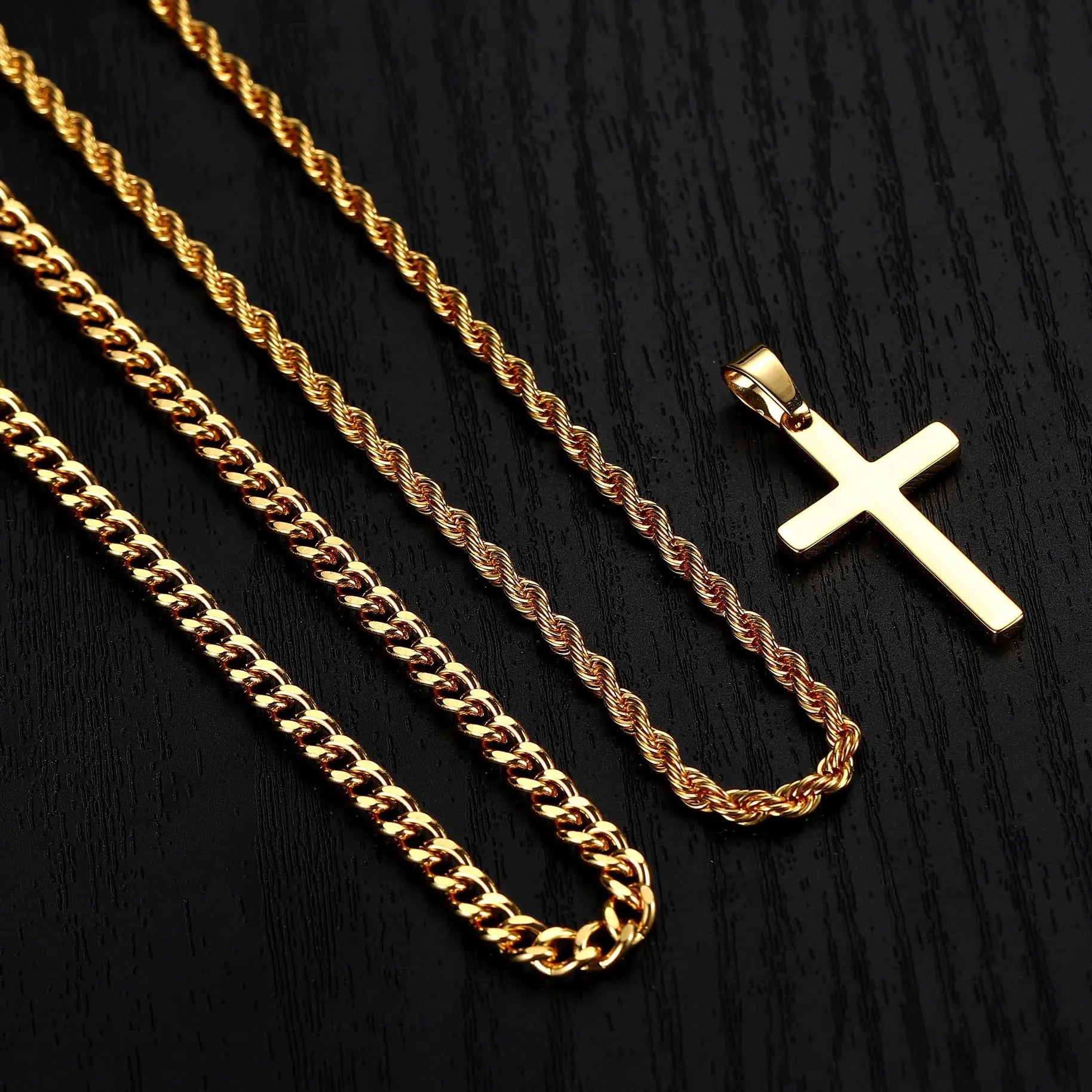 Men's Gold Cross Necklace - 0