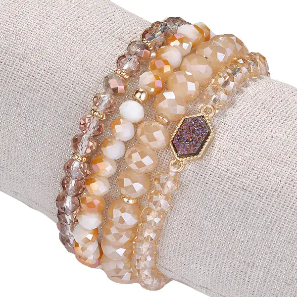 Buy sweet-champagne Arm Candy Natural Stone And Glass Crystal Bracelets