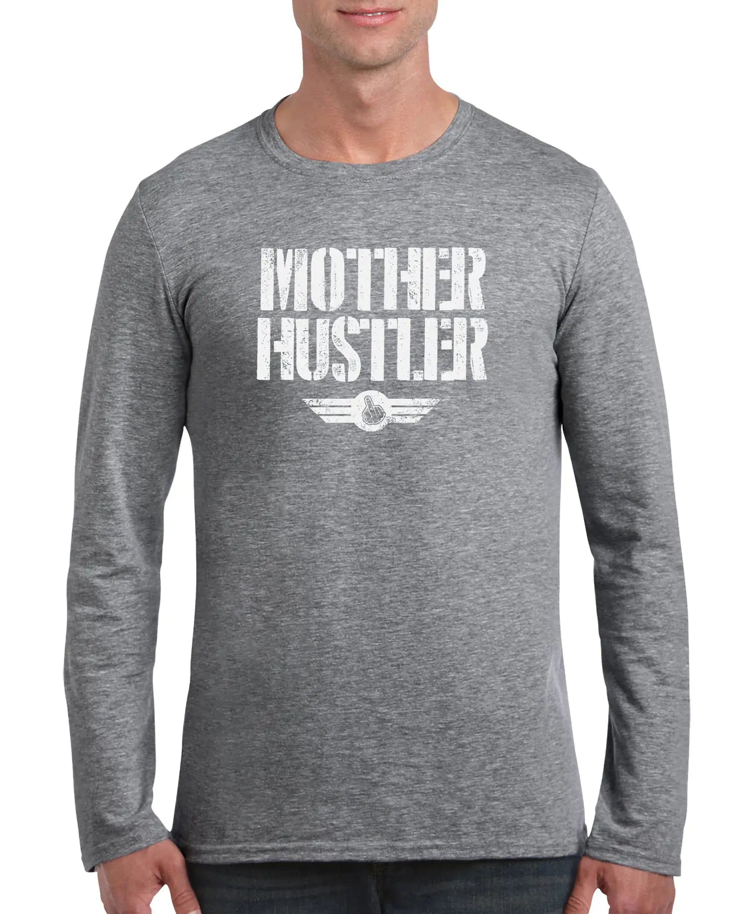 Buy grey Mother Hustler Men&#39;s Long Sleeve Shirt