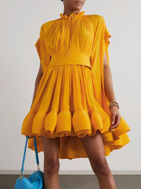 Buy yellow Asymmetrical Solid Mini Dresses For Women