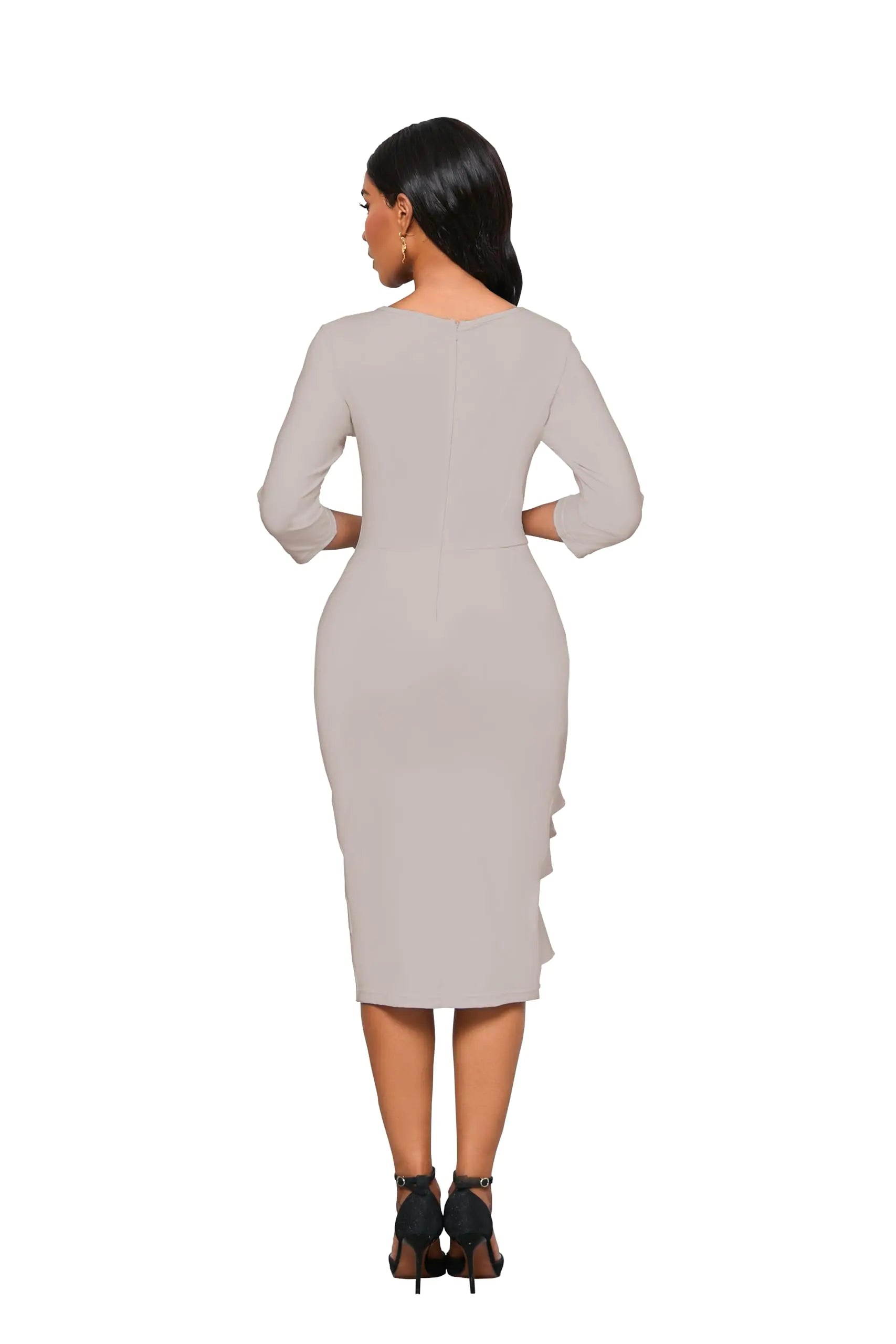 Women's 3/4 Sleeve Bodycon Midi Dress