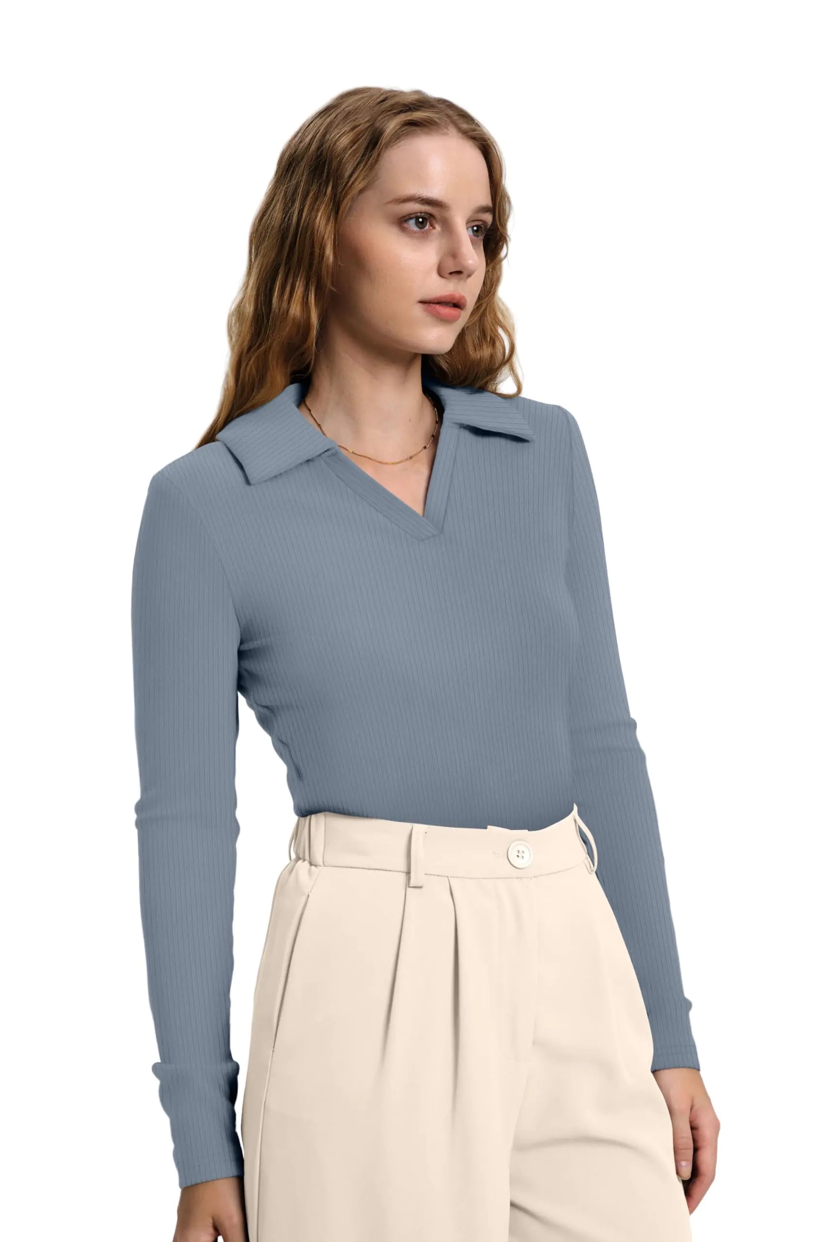 Women’s Long Sleeve Collared Polo Sweate - 0