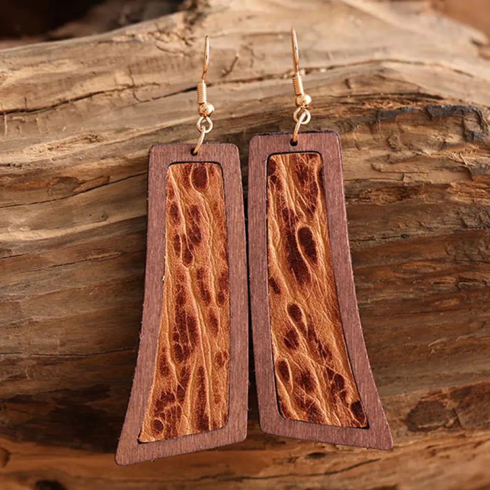 Buy style-b Geometrical Shape Wooden Dangle Earrings