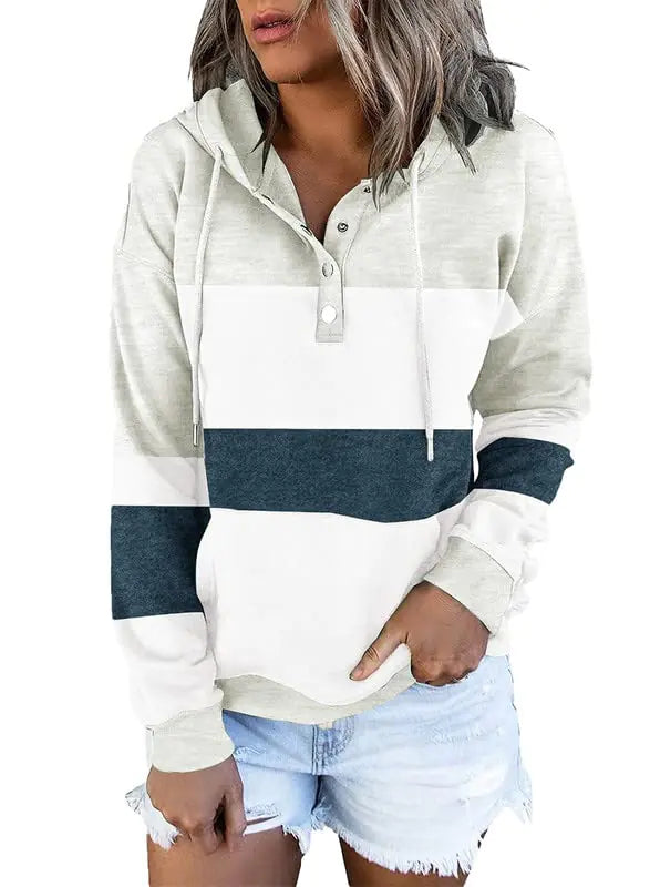 Dokotoo Women’s 2024 Button-Collar Hooded Pullover Sweatshirt