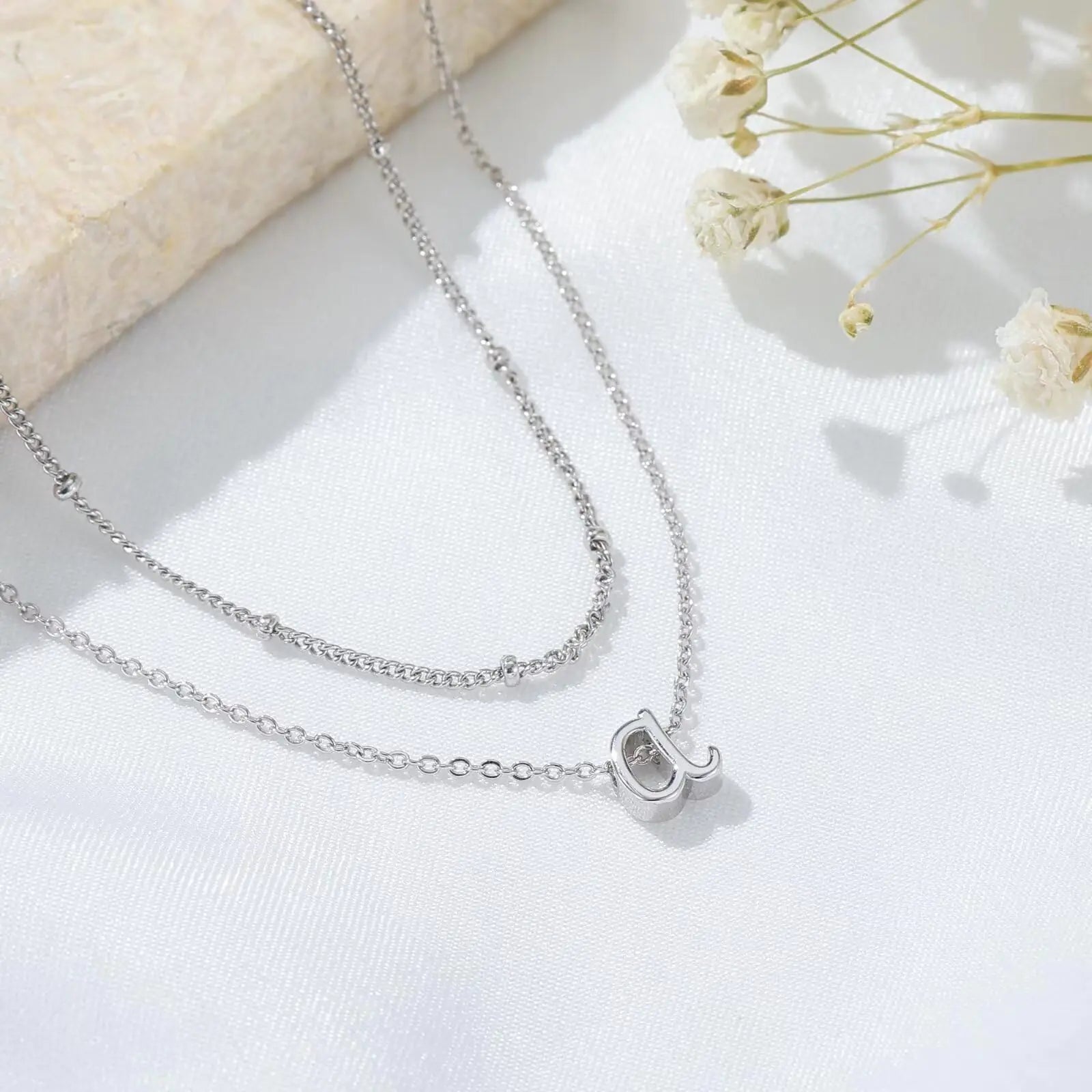 Buy silver Yoosteel Layered Initial Necklaces for Women Trendy, 14K Gold Plated Letter A-Z Pendant Necklace Tiny Initial Necklace Personalized Monogram Layered Gold Initial Necklaces for Women Jewelry Silver F