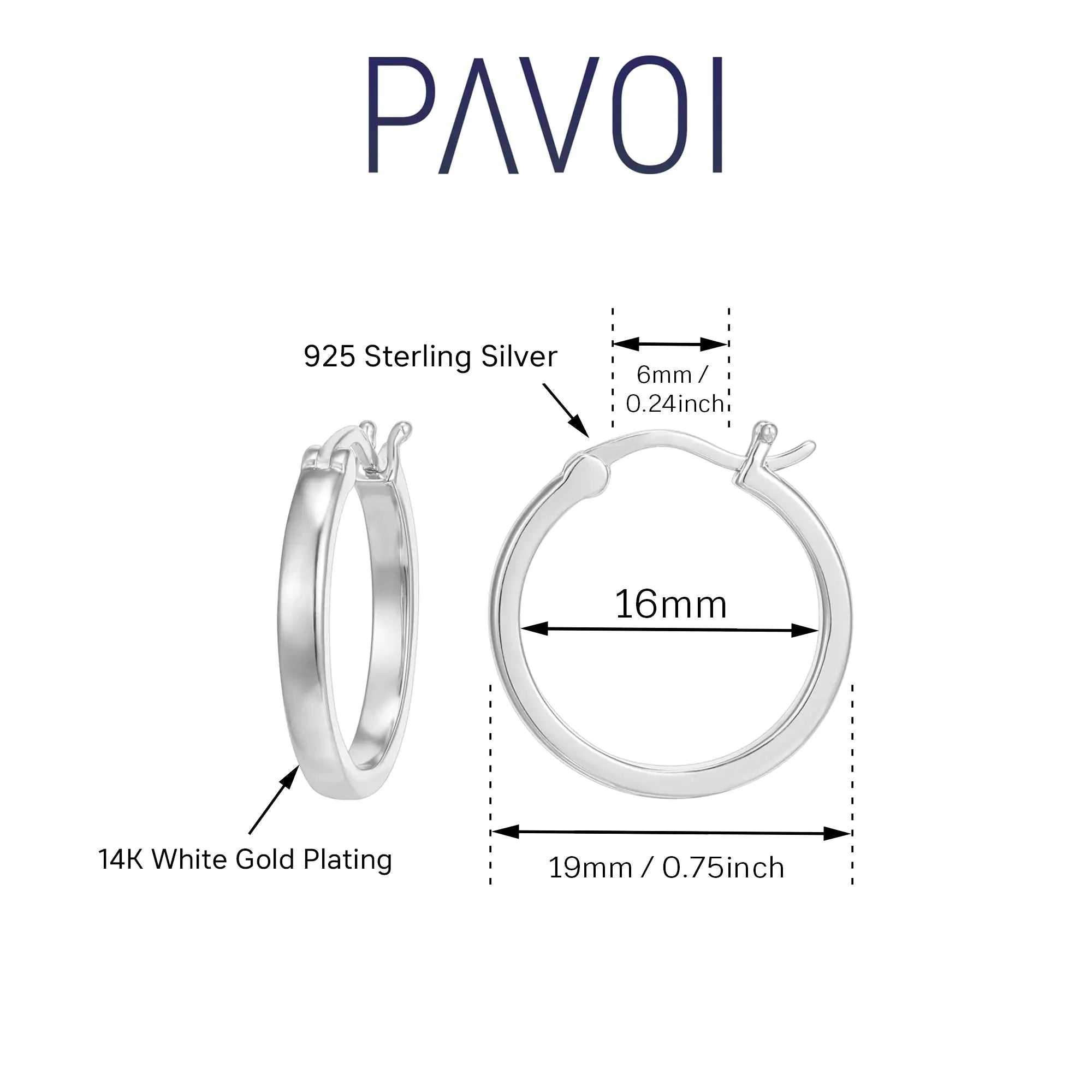 PAVOI 14K Gold Plated 925 Sterling Silver Post Lightweight Hoops | 20mm - 30mm Earring | Gold Hoop Earrings for Women 18K Gold Vermeil 20 Millimeters White Gold