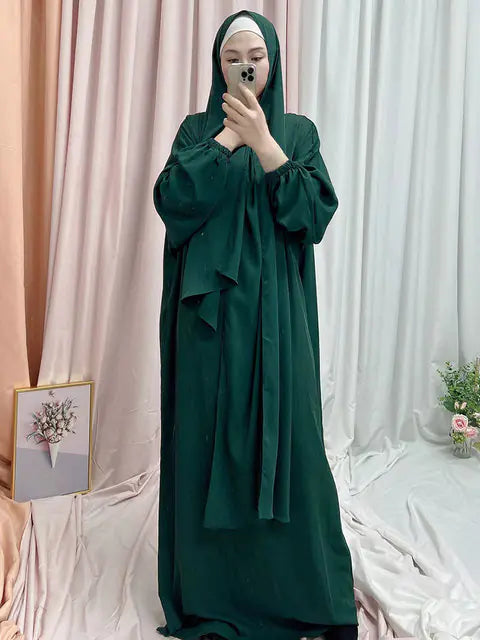 Buy forest-green-jilbab Hooded Abaya Long Dresses Women