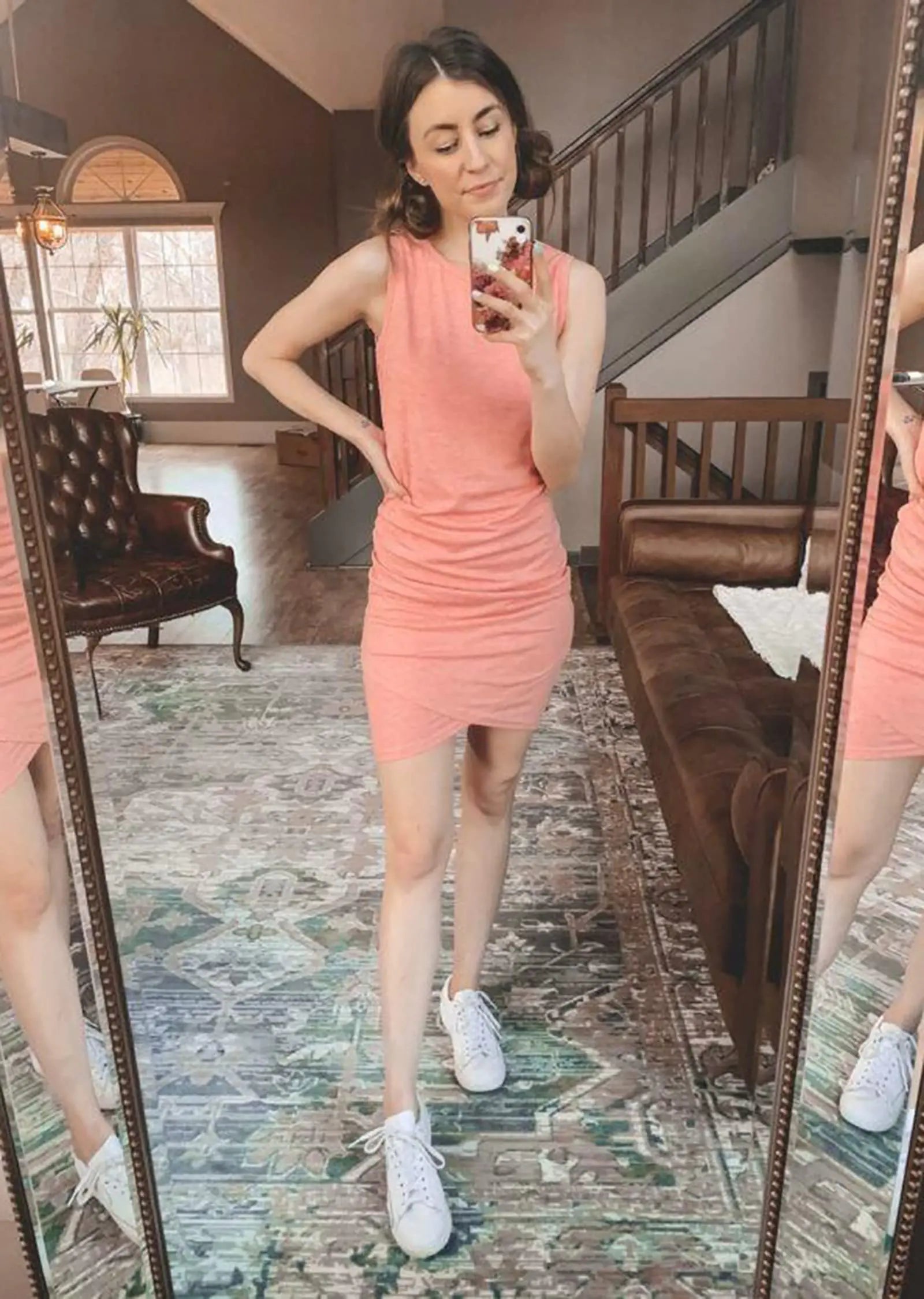 Women's Sleeveless Crew Neck Bodycon Dress