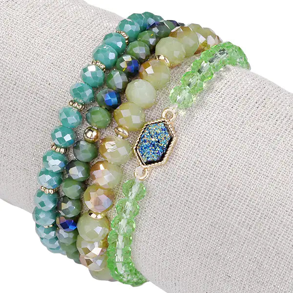 Arm Candy Natural Stone And Glass Crystal Bracelets - 0