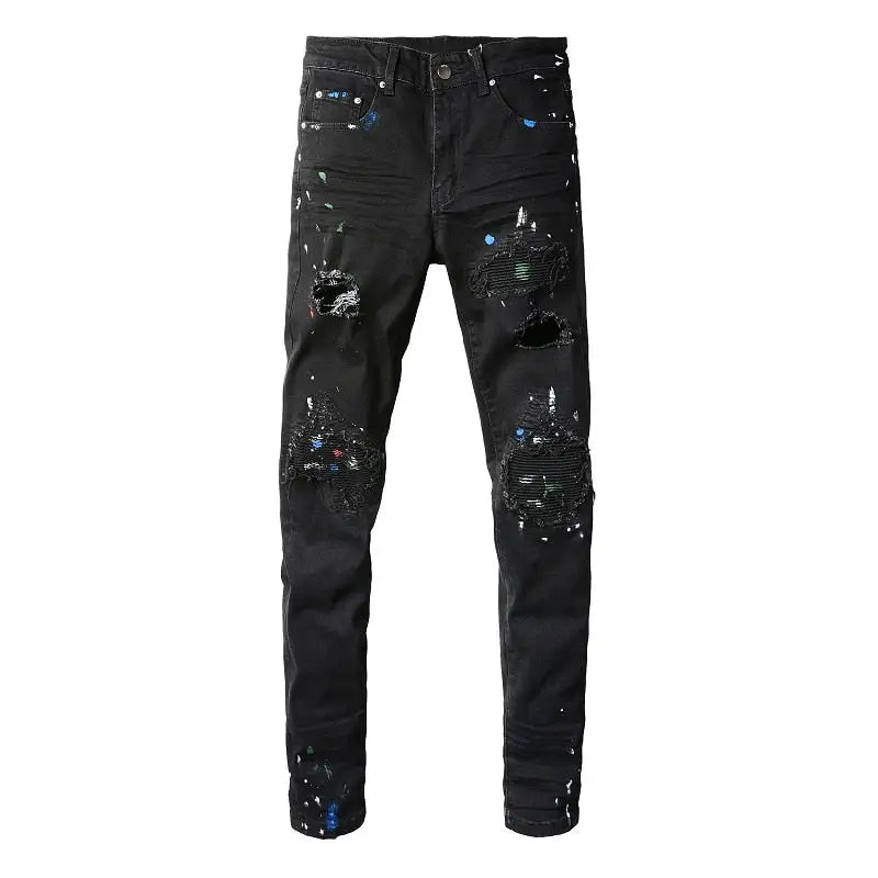 Buy black Ripped Painted Jeans